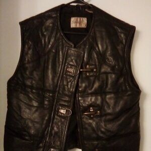 Genuine Black Leather Puffer Vest by Spiegel (size M)
